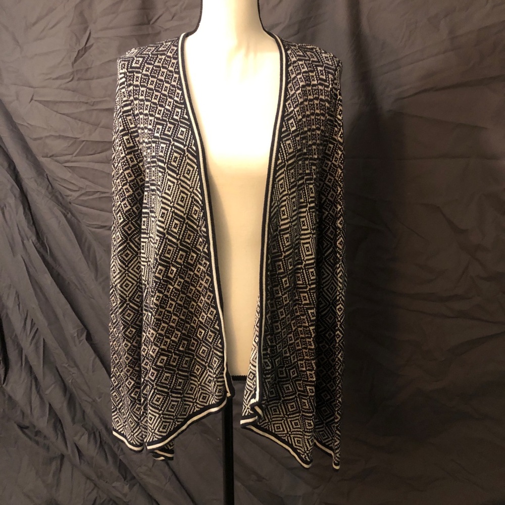 Euc Loft Patterned Silky Open Front Cardigan - image 1